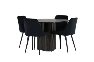 Olivia Matgrupp 110 cm Rund med 4 Night stolar - Svart - Products - Möbler - Bord & matgrupp - Matgrupp