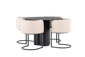 Olivia Matgrupp 110 cm Rund med 4 Simrishman Stolar - Beige - Products - Möbler - Bord & matgrupp - Matgrupp