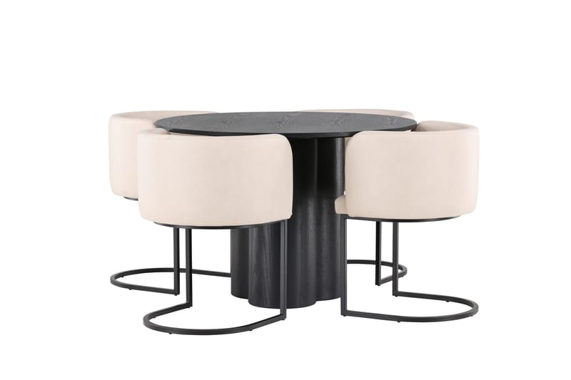 Olivia Matgrupp 110 cm Rund med 4 Simrishman Stolar - Beige - Products - Möbler - Bord & matgrupp - Matgrupp