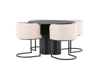 Olivia Matgrupp 110 cm Rund med 4 Simrishman Stolar - Beige - Products - Möbler - Bord & matgrupp - Matgrupp