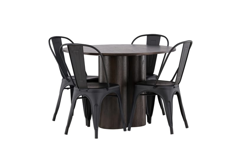 Olivia Matgrupp 110 cm Rund med 4 Tempe Stolar - Svart - Products - Möbler - Bord & matgrupp - Matgrupp