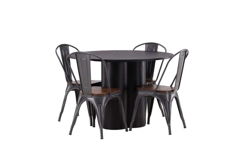 Olivia Matgrupp 110 cm Rund med 4 Tempe Stolar - Svart - Products - Möbler - Bord & matgrupp - Matgrupp