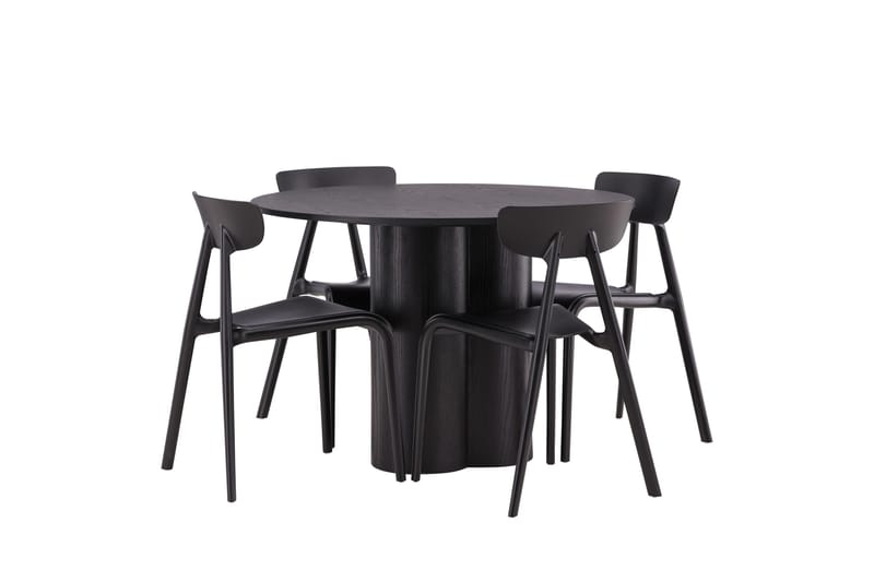 Olivia Matgrupp 110 cm Rund med 4 Ursholmen Stolar - Svart - Products - Möbler - Bord & matgrupp - Matgrupp