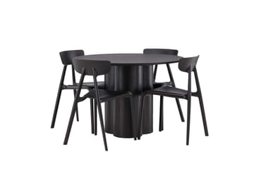 Olivia Matgrupp 110 cm Rund med 4 Ursholmen Stolar - Svart - Products - Möbler - Bord & matgrupp - Matgrupp