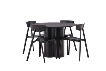 Olivia Matgrupp 110 cm Rund med 4 Ursholmen Stolar - Svart - Products - Möbler - Bord & matgrupp - Matgrupp