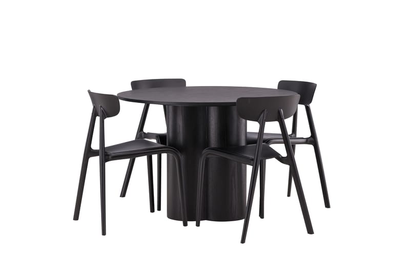 Olivia Matgrupp 110 cm Rund med 4 Ursholmen Stolar - Svart - Products - Möbler - Bord & matgrupp - Matgrupp