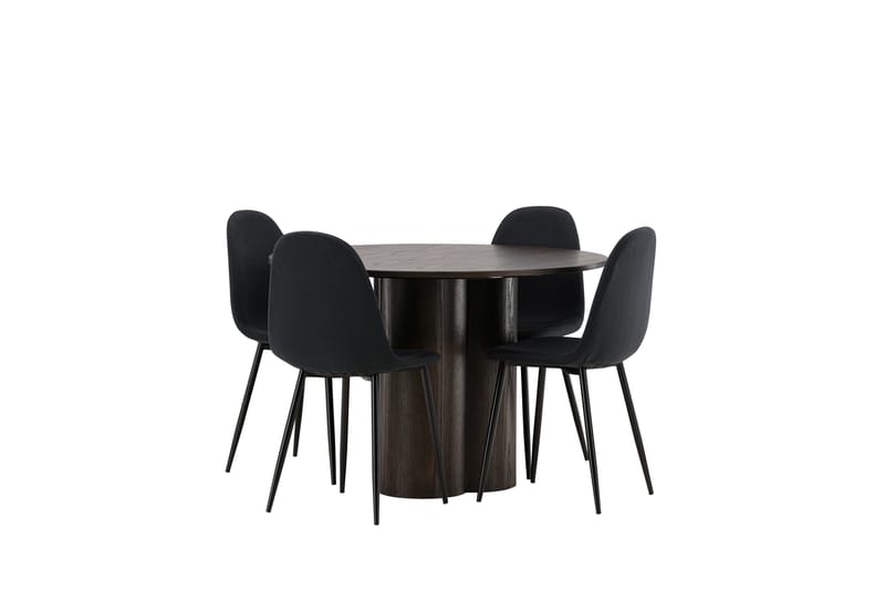 Olivia Matgrupp 110 cm Rund med 4 Polar stolar - Svart - Products - Möbler - Bord & matgrupp - Matgrupp