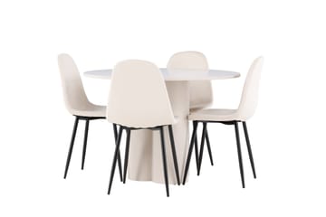 Olivia Matgrupp 110 cm Rund med 4 Polar stolar - Beige/Beige - Products - Möbler - Bord & matgrupp - Matgrupp