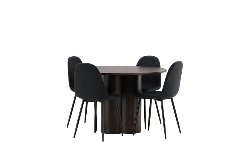 Olivia Matgrupp 110 cm Rund med 4 Polar stolar - Svart - Products - Möbler - Bord & matgrupp - Matgrupp