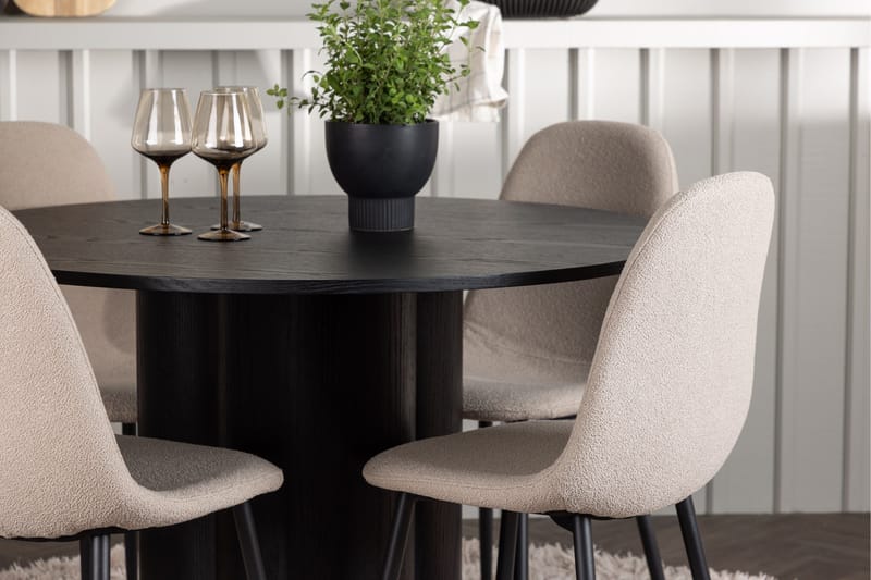 Olivia Matgrupp 110 cm Rund med 4 Polar Stolar - Beige - Products - Möbler - Bord & matgrupp - Matgrupp