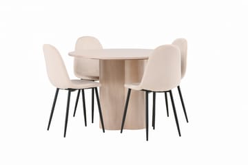 Olivia Matgrupp 110 cm Rund med 4 Polar stolar - Whitewash - Products - Möbler - Bord & matgrupp - Matgrupp