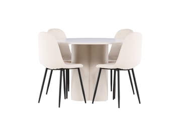 Olivia Matgrupp 110 cm Rund med 4 Polar stolar - Beige/Beige - Products - Möbler - Bord & matgrupp - Matgrupp