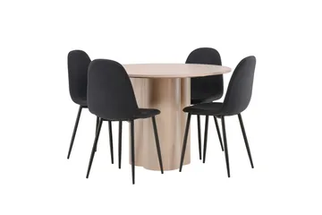 Olivia Matgrupp 110 cm Rund med 4 Polar stolar - Whitewash - Products - Möbler - Bord & matgrupp - Matgrupp