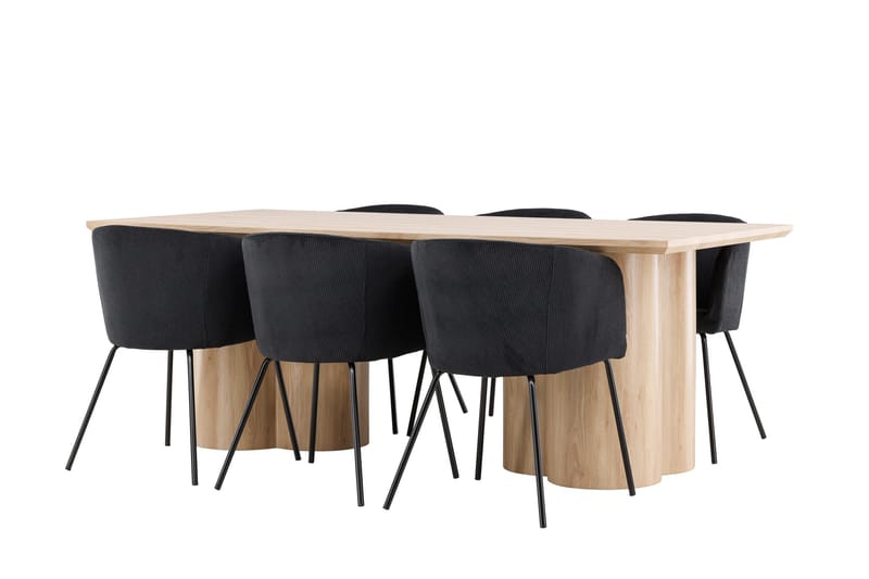 Olivia Matgrupp 210 cm Rektangulär med 6 Berit stolar - Whitewash/Svart - Products - Möbler - Bord & matgrupp - Matgrupp