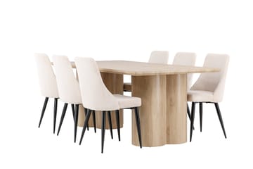 Olivia Matgrupp 210 cm Rektangulär med 6 Leone stolar - Whitewash/Beige - Products - Möbler - Bord & matgrupp - Matgrupp