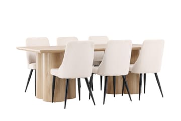 Olivia Matgrupp 210 cm Rektangulär med 6 Leone stolar - Whitewash/Beige - Products - Möbler - Bord & matgrupp - Matgrupp