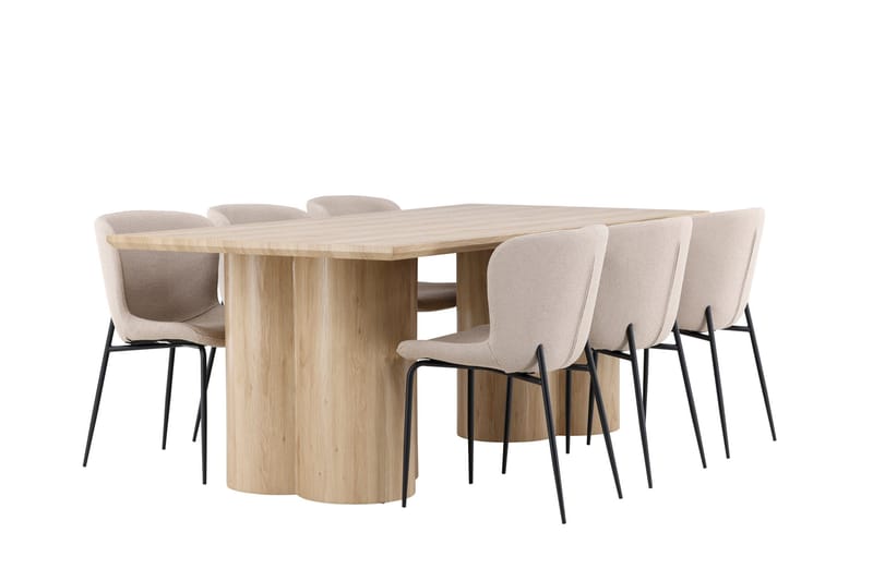 Olivia Matgrupp 210 cm Rektangulär med 6 Modesto stolar - Whitewash/Beige - Products - Möbler - Bord & matgrupp - Matgrupp