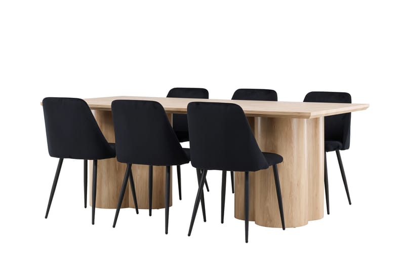 Olivia Matgrupp 210 cm Rektangulär med 6 Night stolar - Whitewash/Svart - Products - Möbler - Bord & matgrupp - Matgrupp