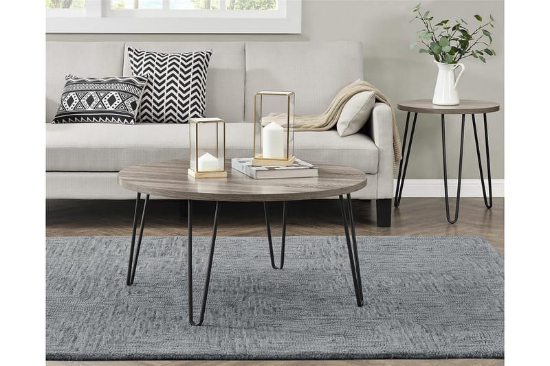 Owen Soffbord 90 cm Ovalt Runt Grå/Svart - Dorel Home - Products - Möbler - Bord & matgrupp - Soffbord