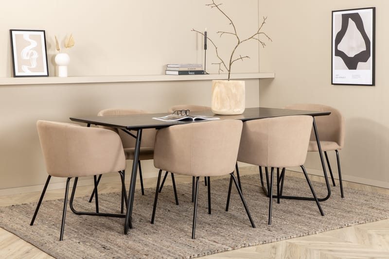 Petra Matgrupp 190 cm Rektangulär med 6 Berit stolar - Beige - Products - Möbler - Bord & matgrupp - Matgrupp