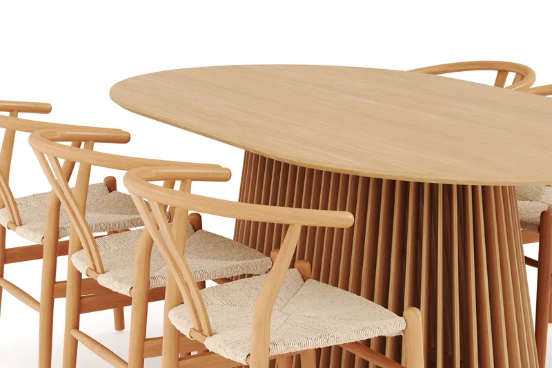 Peyra Matgrupp 200 cm Ovalt Ek med 6 Dastoori Matstolar - Natur - Products - Möbler - Bord & matgrupp - Matgrupp