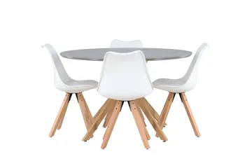 Piazza Matgrupp  120 cm Rund med 4 Zeno stolar - Grå - Products - Möbler - Bord & matgrupp - Matgrupp