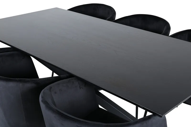 Piazza Matgrupp 180 cm Rektangulär med 6 Berit stolar - Svart - Products - Möbler - Bord & matgrupp - Matgrupp