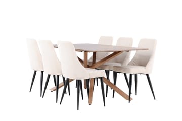 Piazza Matgrupp 180 cm Rektangulär med 6 Leone stolar - Mocca/Beige - Products - Möbler - Bord & matgrupp - Matgrupp