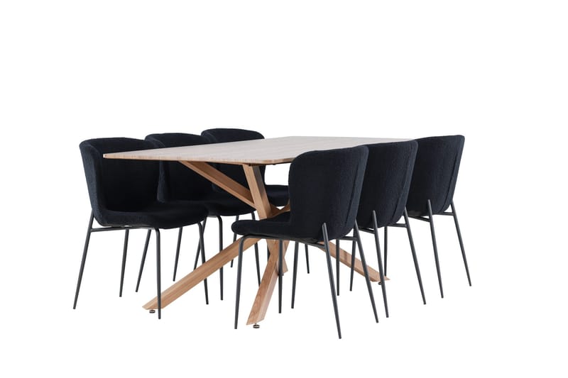 Piazza Matgrupp 180 cm Rektangulär med 6 Modesto stolar - Mocca/Svart - Products - Möbler - Bord & matgrupp - Matgrupp