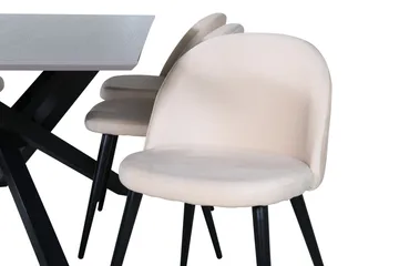 Piazza Matgrupp 180 cm Rektangulär med 6 Velvet stolar - Beige - Products - Möbler - Bord & matgrupp - Matgrupp