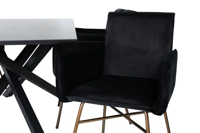 Piazza Matgrupp 180 cm Rektangulär med 6 Petra stolar - Svart - Products - Möbler - Bord & matgrupp - Matgrupp