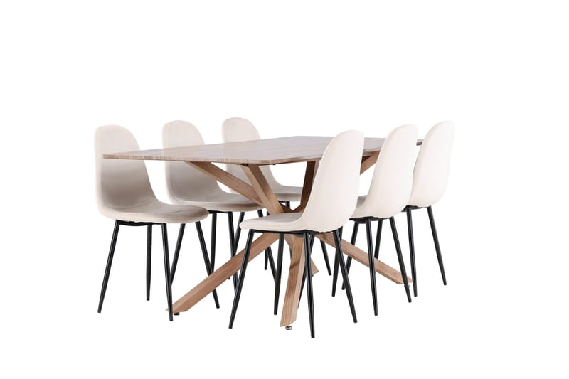 Piazza Matgrupp 180 cm Rektangulär med 6 Polar stolar - Mocca/Beige - Products - Möbler - Bord & matgrupp - Matgrupp