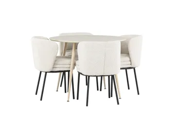Plaza Matgrupp 100 cm Rund med 4 Agnes stolar - Whitewash/Vit - Products - Möbler - Bord & matgrupp - Matgrupp