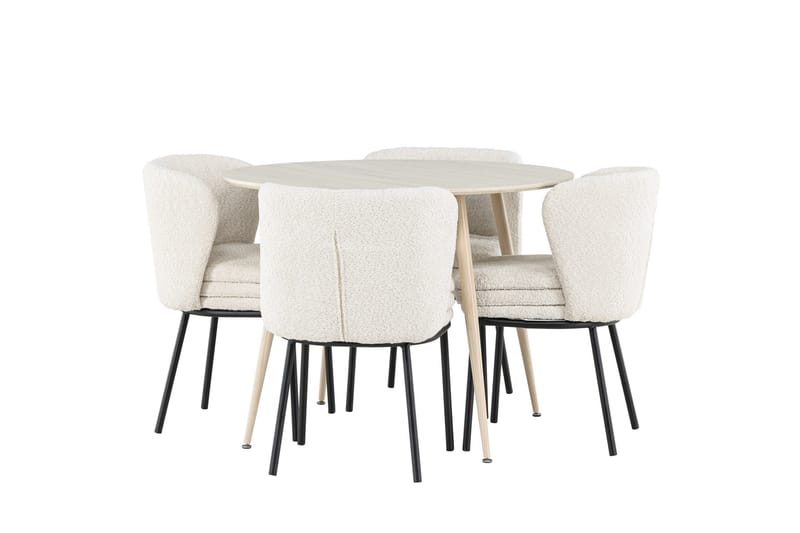 Plaza Matgrupp 100 cm Rund med 4 Agnes stolar - Whitewash/Vit - Products - Möbler - Bord & matgrupp - Matgrupp