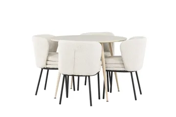 Plaza Matgrupp 100 cm Rund med 4 Agnes stolar - Whitewash/Vit - Products - Möbler - Bord & matgrupp - Matgrupp