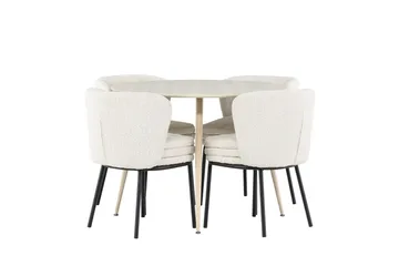 Plaza Matgrupp 100 cm Rund med 4 Agnes stolar - Whitewash/Vit - Products - Möbler - Bord & matgrupp - Matgrupp