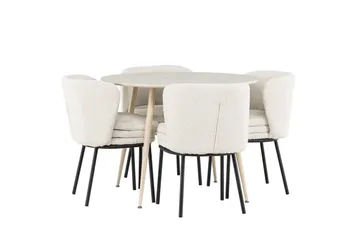 Plaza Matgrupp 100 cm Rund med 4 Agnes stolar - Whitewash/Vit - Products - Möbler - Bord & matgrupp - Matgrupp