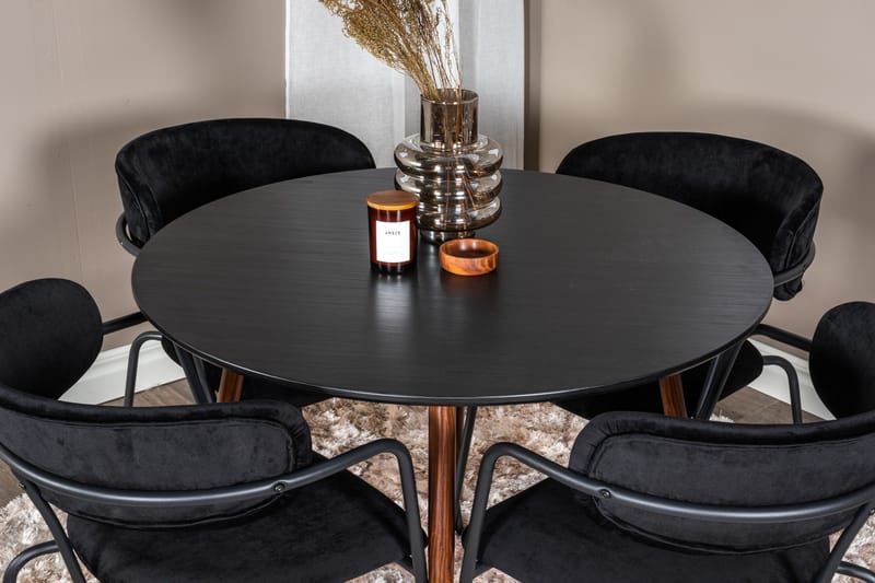 Plaza Matgrupp 100 cm Rund med 4 Arrow stolar - Svart - Products - Möbler - Bord & matgrupp - Matgrupp