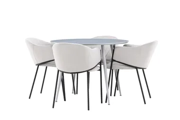 Plaza Matgrupp 100 cm Rund med 4 Evelina stolar - Grå/Grå - Products - Möbler - Bord & matgrupp - Matgrupp