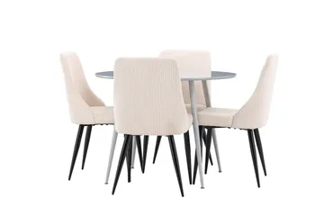 Plaza Matgrupp 100 cm Rund med 4 Leone stolar - Grå/Beige - Products - Möbler - Bord & matgrupp - Matgrupp