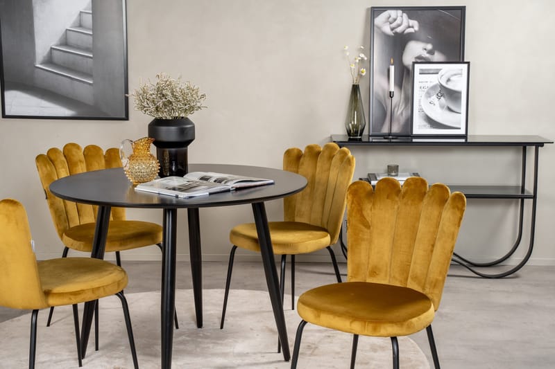 Plaza Matgrupp 100 cm Rund med 4 Limhamn stolar - Svart - Products - Möbler - Bord & matgrupp - Matgrupp