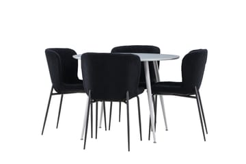 Plaza Matgrupp 100 cm Rund med 4 Modesto stolar - Grå/Svart - Products - Möbler - Bord & matgrupp - Matgrupp