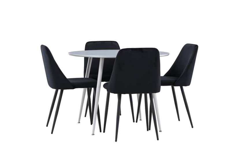 Plaza Matgrupp 100 cm Rund med 4 Night stolar - Grå/Svart - Products - Möbler - Bord & matgrupp - Matgrupp