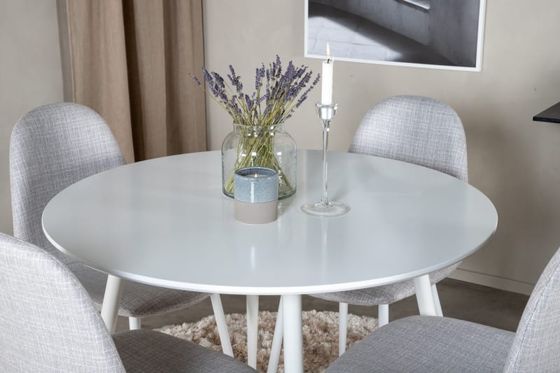 Plaza Matgrupp 100 cm Rund med 4 Polar stolar - Grå - Products - Möbler - Bord & matgrupp - Matgrupp