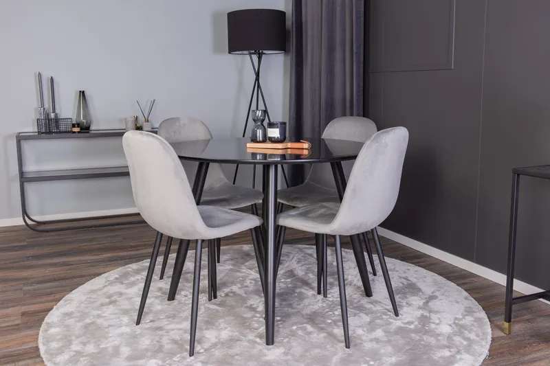 Plaza Matgrupp 100 cm Rund med 4 Polar stolar - Svart - Products - Möbler - Bord & matgrupp - Matgrupp