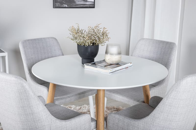 Plaza Matgrupp 100 cm Rund med 4 Plaza stolar - Grå - Products - Möbler - Bord & matgrupp - Matgrupp