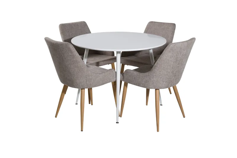 Plaza Matgrupp 100 cm Rund med 4 Plaza stolar, Grå