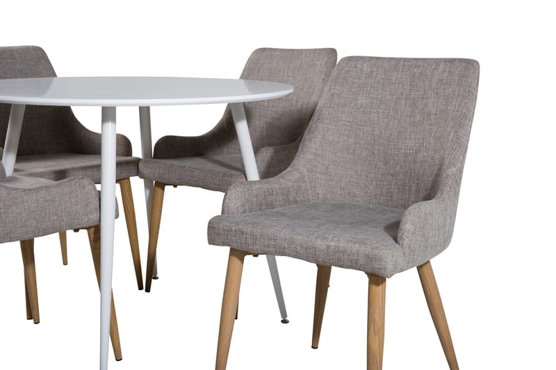 Plaza Matgrupp 100 cm Rund med 4 Plaza stolar - Grå - Products - Möbler - Bord & matgrupp - Matgrupp