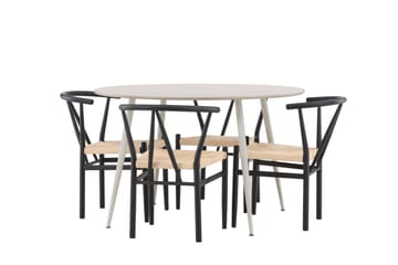 Plaza Matgrupp 120 cm Rund med 4 Alfons stolar - Beige/Svart - Products - Möbler - Bord & matgrupp - Matgrupp