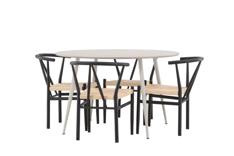 Plaza Matgrupp 120 cm Rund med 4 Alfons stolar - Beige/Svart - Products - Möbler - Bord & matgrupp - Matgrupp
